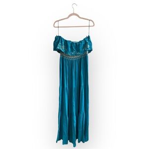 Vintage Guess Teal Off-Shoulder/tube Maxi Dress
